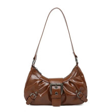 (Brown) Y2K Retro Pleated Hobo Shoulder Bag for Women Hot Selling Maillard Style Underarm Bag Clutch Handbags for Travel Work Shopping