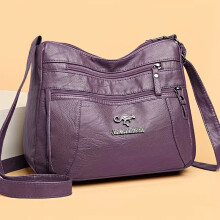 (BJ707purple) Soft Faux Leather Crossbody Bag Multi Zipper Pockets Casual Daily Work Travel Adjustable Strap Shoulder Purse