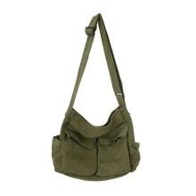 (Green) Women's School Messenger Bags For Women Shoulder Ladies Designer Handbag Solid Large Capacity Casual Canvas Shoulder Female Bags