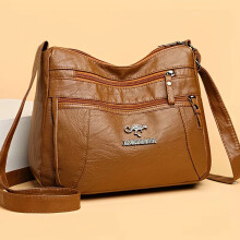 (BJ707yellow) Soft Faux Leather Crossbody Bag Multi Zipper Pockets Casual Daily Work Travel Adjustable Strap Shoulder Purse