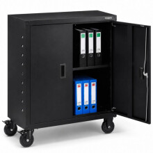 AREBOS Filing Cabinet Office Cabinet Black 105.5 x 40 x 90 cm 2 Doors with Wheels Height-Adjustable Shelf with Cylinder Lock
