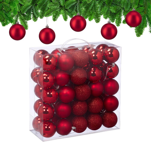 Kerstboomballenset, 50 stuks, mat/glitter/glanzend 1