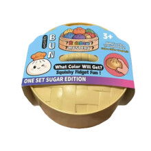 (1pcs) Sugar Edition Rainbow Dumpling Squishy Fidget Toy – Colorful Bead-Filled Squeeze Stress Relief Sensory Toy with Bamboo Steamer C