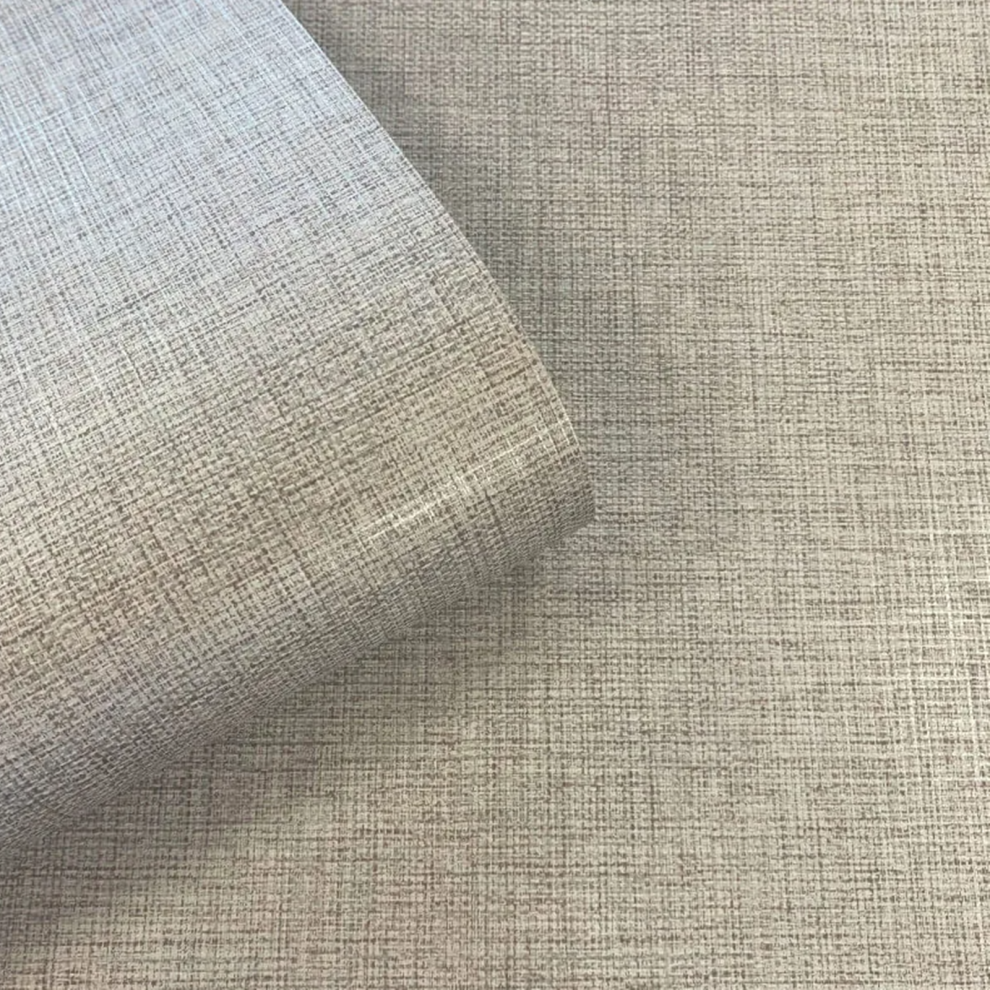 Plain Chestnut Grey Tones Wallpaper Linen Effect Textured Free Match - Image 3