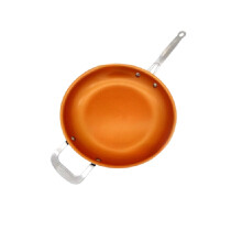 12 Inch Nonstick Skillet Copper Frying Round Pan Ceramic Coating Double Bottom