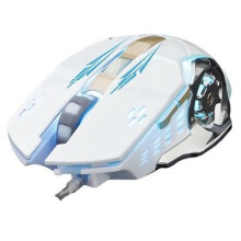 (White Silver)Wired Optical Gaming Mouse Adjustable Resolution Usb Interface