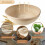 (Beige)Round Rattan Wicker Dough Fermentation Bread Basket Baking Home Set Tool 3
