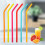 (Brush)Reusable Silicone Drinking Bent Straws Solid Color Round Shape Brushes Cleaning 8