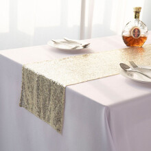 (Champagne-30*275CM)12"x108" Glitter Sequin Table Runners Cover Sparkly Christmas Party Wedding
