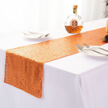 (Orange-30*275CM)12"x108" Glitter Sequin Table Runners Cover Sparkly Christmas Party Wedding