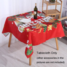 (Red,180*140cm)Christmas Table Cloths Rectangular Printing Tablecloth Home Party Ornament Table
