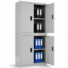 AREBOS Filing Cabinet Office Cabinet Grey 180 x 40 x 90 cm 4 Doors Height-Adjustable Shelves with Cylinder Lock