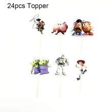 (24pcs-Topper)Toy Story tema Buzz Woody Bo Peep suprimentos para festa de aniversário pratos copos banner