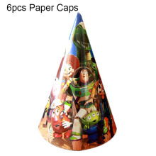 (6pcs-Paper Caps)Toy Story tema Buzz Woody Bo Peep suprimentos para festa de aniversário pratos copos banner
