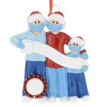(Family Mumber of 3-Resin)Enfeite pendurado árvore de Natal 2020 família quarentena pingente bloqueio faça você mesmo