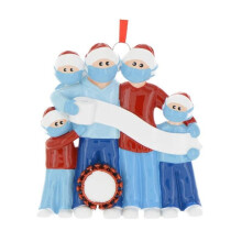 (Family Mumber of 5-Resin)Enfeite pendurado árvore de Natal 2020 família quarentena pingente bloqueio faça você mesmo