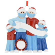 (Family Mumber of 4-Resin)Enfeite pendurado árvore de Natal 2020 família quarentena pingente bloqueio faça você mesmo