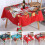 (Dark Blue,180*140cm)Christmas Table Cloths Rectangular Printing Tablecloth Home Party Ornament Table 2