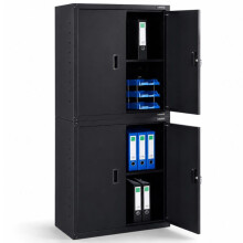 AREBOS Filing Cabinet Office Cabinet Black 180 x 40 x 90 cm 4 Doors Height-Adjustable Shelves with Cylinder Lock