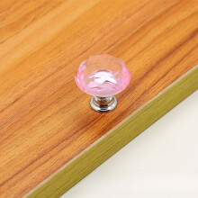 (Pink)Puxador de gaveta de liga de vidro cromado para portas de móveis decoração moderna para casa