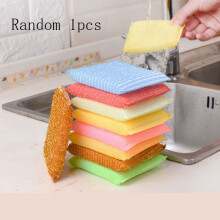 Kitchen Cleaning Rag Dishwashing Brush Pot Sponge Scouring Pad Gadget Removal