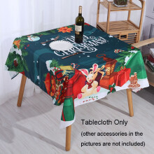(Dark Blue,180*140cm)Christmas Table Cloths Rectangular Printing Tablecloth Home Party Ornament Table