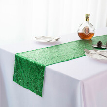 (Green-30*275CM)12"x108" Glitter Sequin Table Runners Cover Sparkly Christmas Party Wedding