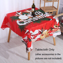 (Deer,140*100cm)Christmas Table Cloths Rectangular Printing Tablecloth Home Party Ornament Table