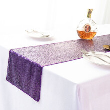 (Purple-30*275CM)12"x108" Glitter Sequin Table Runners Cover Sparkly Christmas Party Wedding