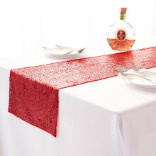 (Red-30*275CM)12"x108" Glitter Sequin Table Runners Cover Sparkly Christmas Party Wedding