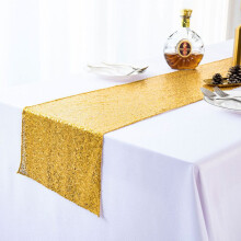 (Gold-30*275CM)12"x108" Glitter Sequin Table Runners Cover Sparkly Christmas Party Wedding