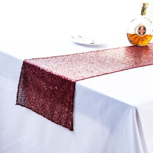 (Wine Red-30*275CM)12"x108" Glitter Sequin Table Runners Cover Sparkly Christmas Party Wedding