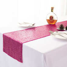 (Rose Red-30*275CM)12"x108" Glitter Sequin Table Runners Cover Sparkly Christmas Party Wedding
