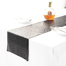 (Black-30*275CM)12"x108" Glitter Sequin Table Runners Cover Sparkly Christmas Party Wedding