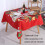 (Red,140*140cm)Christmas Table Cloths Rectangular Printing Tablecloth Home Party Ornament Table 1