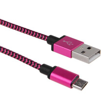 (Rose Red,0.2m)Android Micro Usb Charging Cable With Durable Nylon Braided Material For Fast Charging