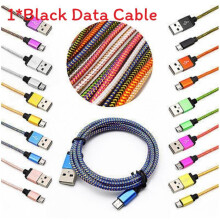 (Black,2m)Android Micro Usb Charging Cable With Durable Nylon Braided Material For Fast Charging