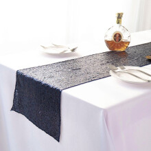 (Navy Blue-30*275CM)12"x108" Glitter Sequin Table Runners Cover Sparkly Christmas Party Wedding