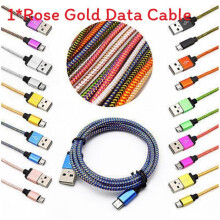 (Rose Gold,1m)Android Micro Usb Charging Cable With Durable Nylon Braided Material For Fast Charging