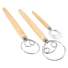 Danish Dough Whisk Bread Mixer,3 Pcs Stainless Steel Dutch Whisk for Cake Dessert Bread Pizza Pastry Kitchen Baking Tool