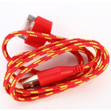 (Red,2M)High Quality Usb Data Sync Charger Braided Fabric Cable Cord For 4 4s