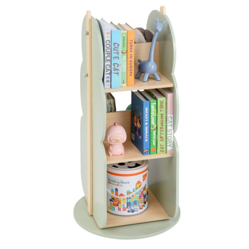 Children's Rotating Bookshelf, 3-Tier, 5 Open Shelves, Green