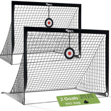 KM-Fit| set of 2 soccer goals |120x90 cm foldable with adjustable target nets| durable and portable | ideal for garden | training and outdoor use