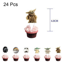 (24pcs-Cupcake Topper)Decoração de festa de aniversário tema infantil Baby Yoda banner balão topper bolo