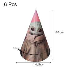 (6pcs-Paper Caps)Decoração de festa de aniversário tema infantil Baby Yoda banner balão topper bolo