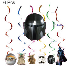 (6pcs-Hanging Spiral)Decoração de festa de aniversário tema infantil Baby Yoda banner balão topper bolo