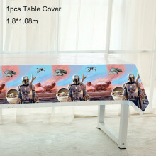 (1pcs-Table Cover-1.8*1.08m)Decoração de festa de aniversário tema infantil Baby Yoda banner balão topper bolo