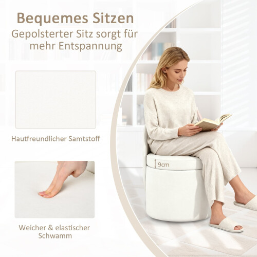 Vanity Stool with Backrest, 38L Storage Ottoman 2
