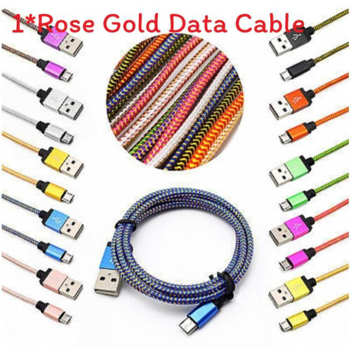 (Rose Gold,1m)Android Micro USB Ladekabel mit robustem Nylon geflochtenes Material zum schnellen Laden