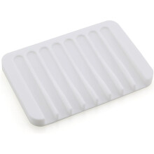 Zelfreinigend Siliconen Zeepbakje, Antislip Zeephouder voor Douche, Badkamer en Keuken, Sneldrogend Bakje Wit